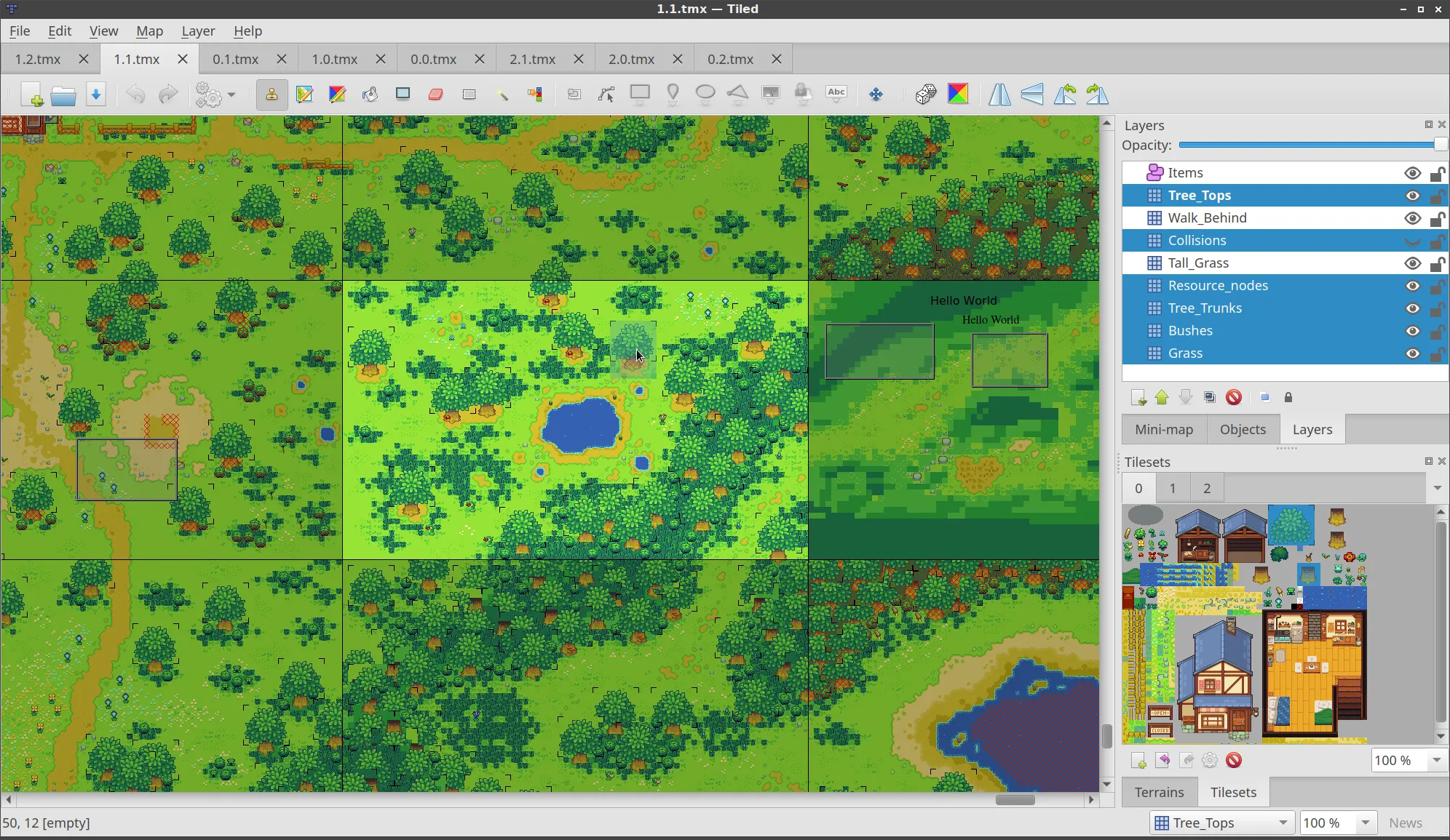 An example of a level being created in Tiled